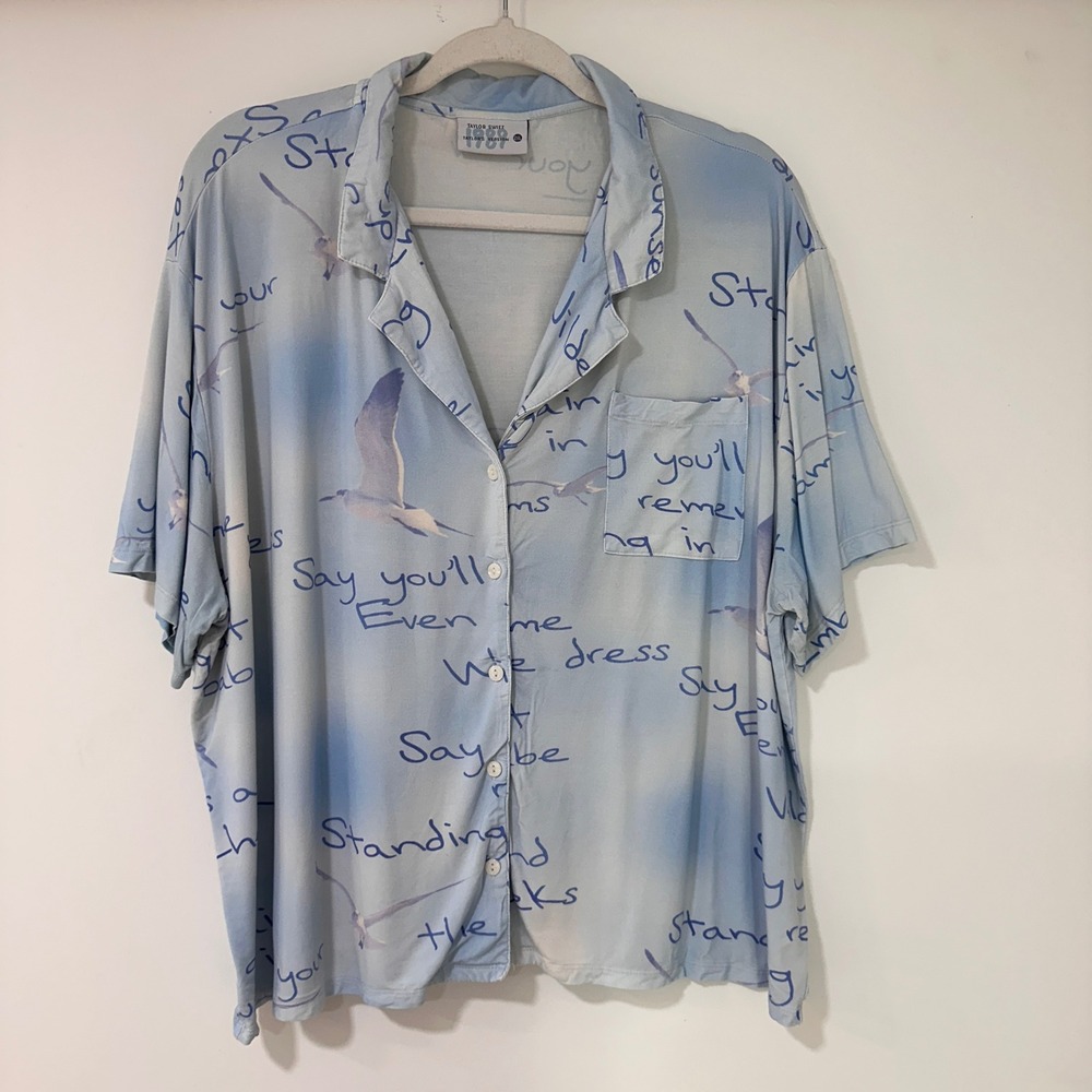 Taylor Swift 1989 Taylor's Version Seagull Lyric Shirt Womens 2XL Blue Wildest